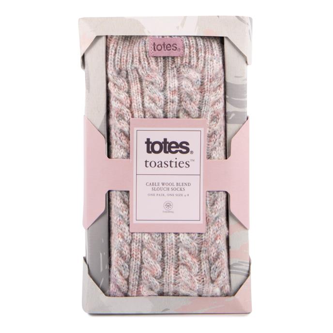 totes® toasties® Ladies Chunky Twist Thermal Wool Blend Boot Socks Pink Extra Image 4